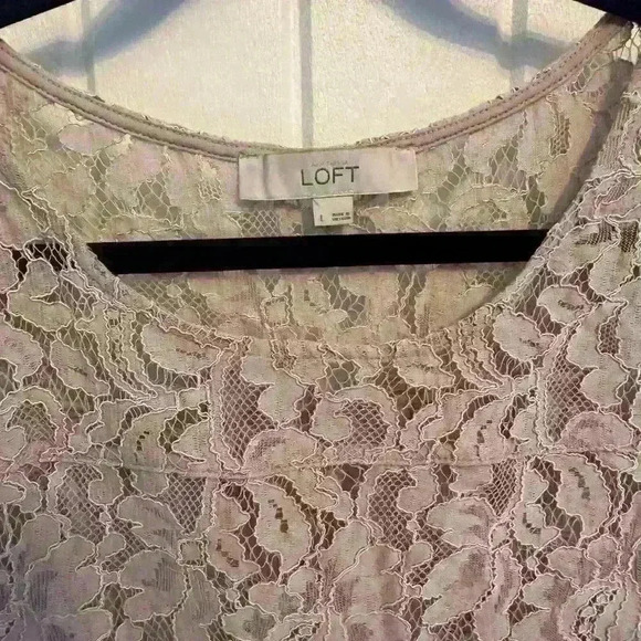 LOFT lace tan top women’s large - Picture 2 of 6